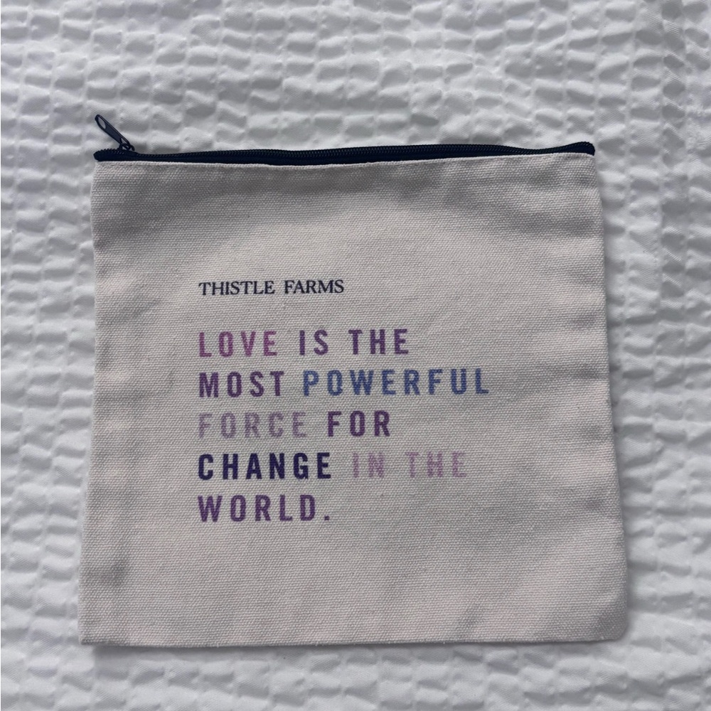 Thistle Farms Canvas Zip Pouch Cream NWOT